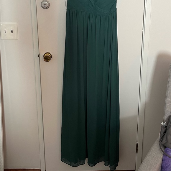 Forest Green Off Shoulder Chiffon Maxi Maternity Dress - Picture 3 of 8